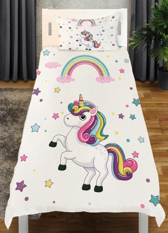 Gökkuşaklı Unicorn Pike Yatak Örtüsü EPY120