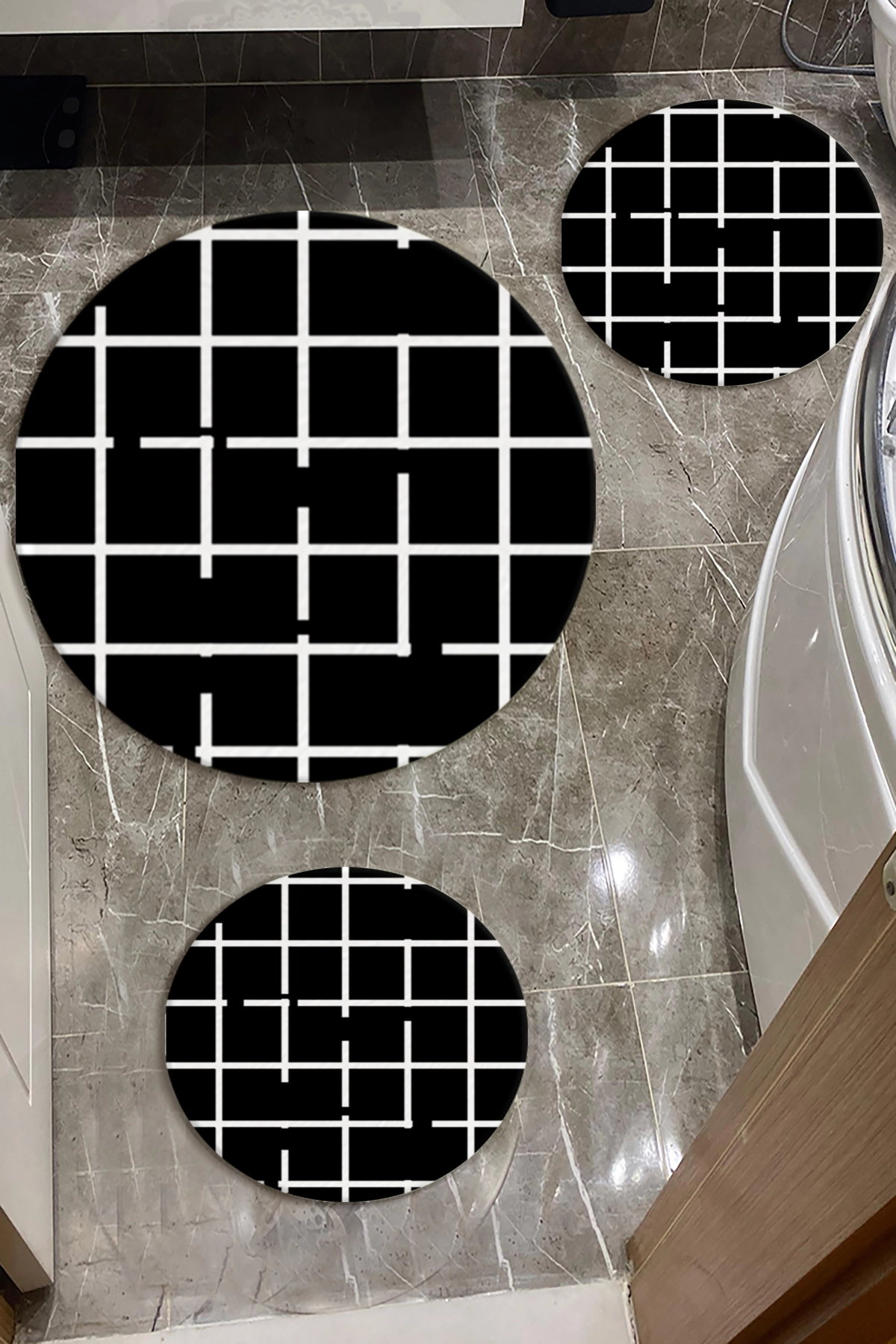 Labirent Model Üçlü Paspas Seti