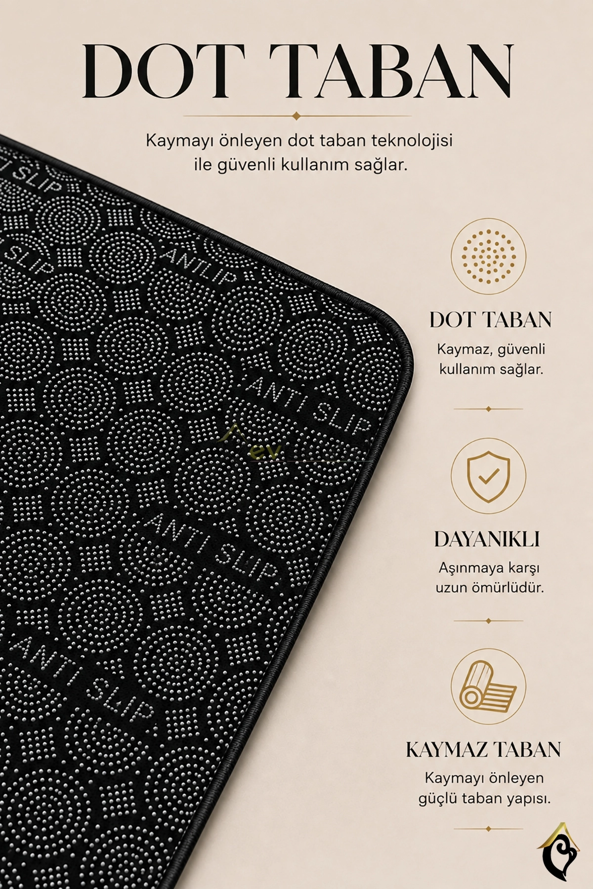 Yeşil Lotus Çiçekli Banyo Paspas Seti Dot Taban-Premium Serisi