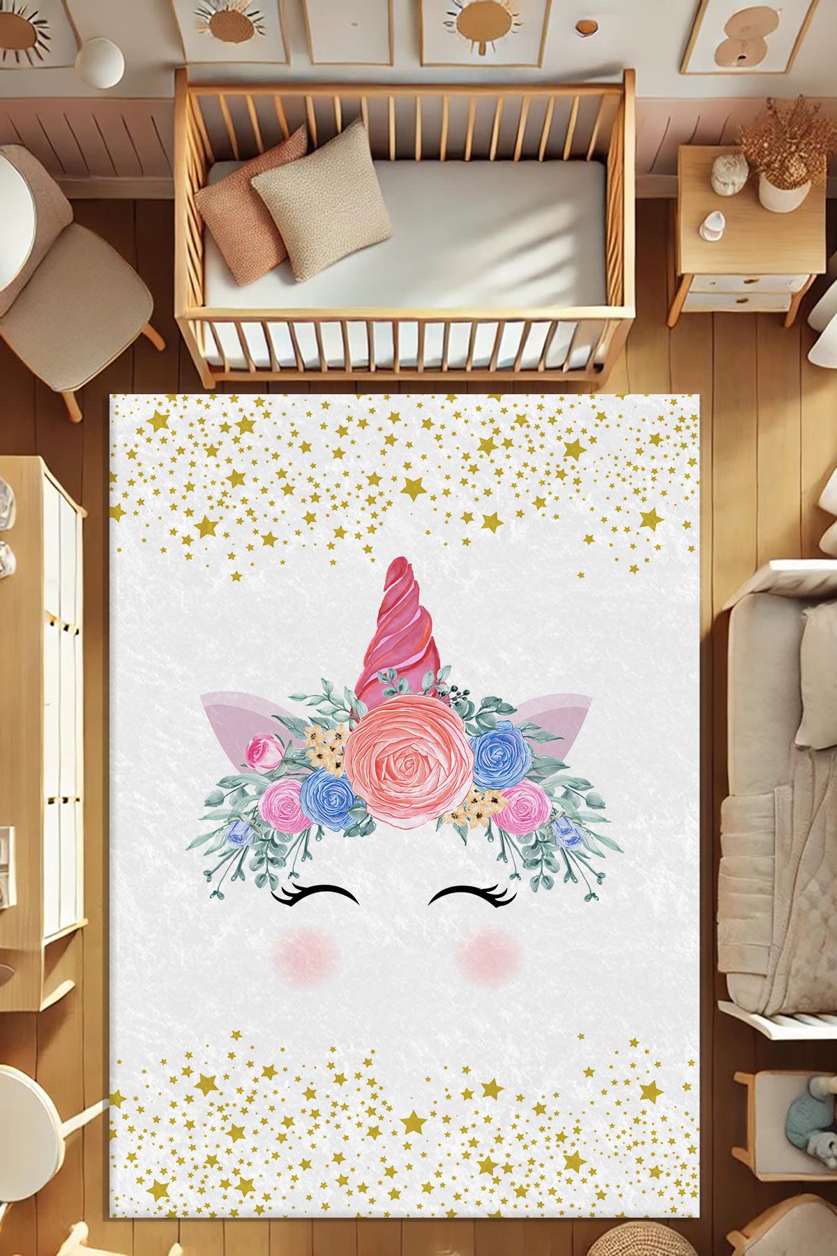 Dot Taban Unicornlu Yıldızlı Çocuk Halısı EPH123