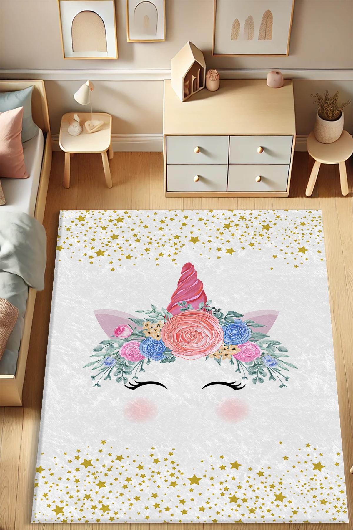 Dot Taban Unicornlu Yıldızlı Çocuk Halısı EPH123