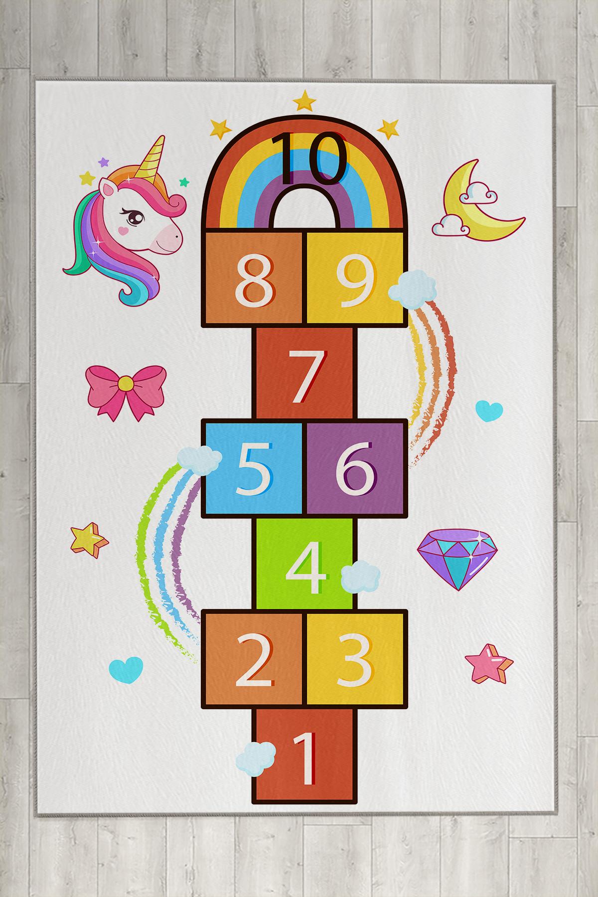 Unicornlu%20Seksekli%20Çocuk%20Odası%20Halısı%20EPH126