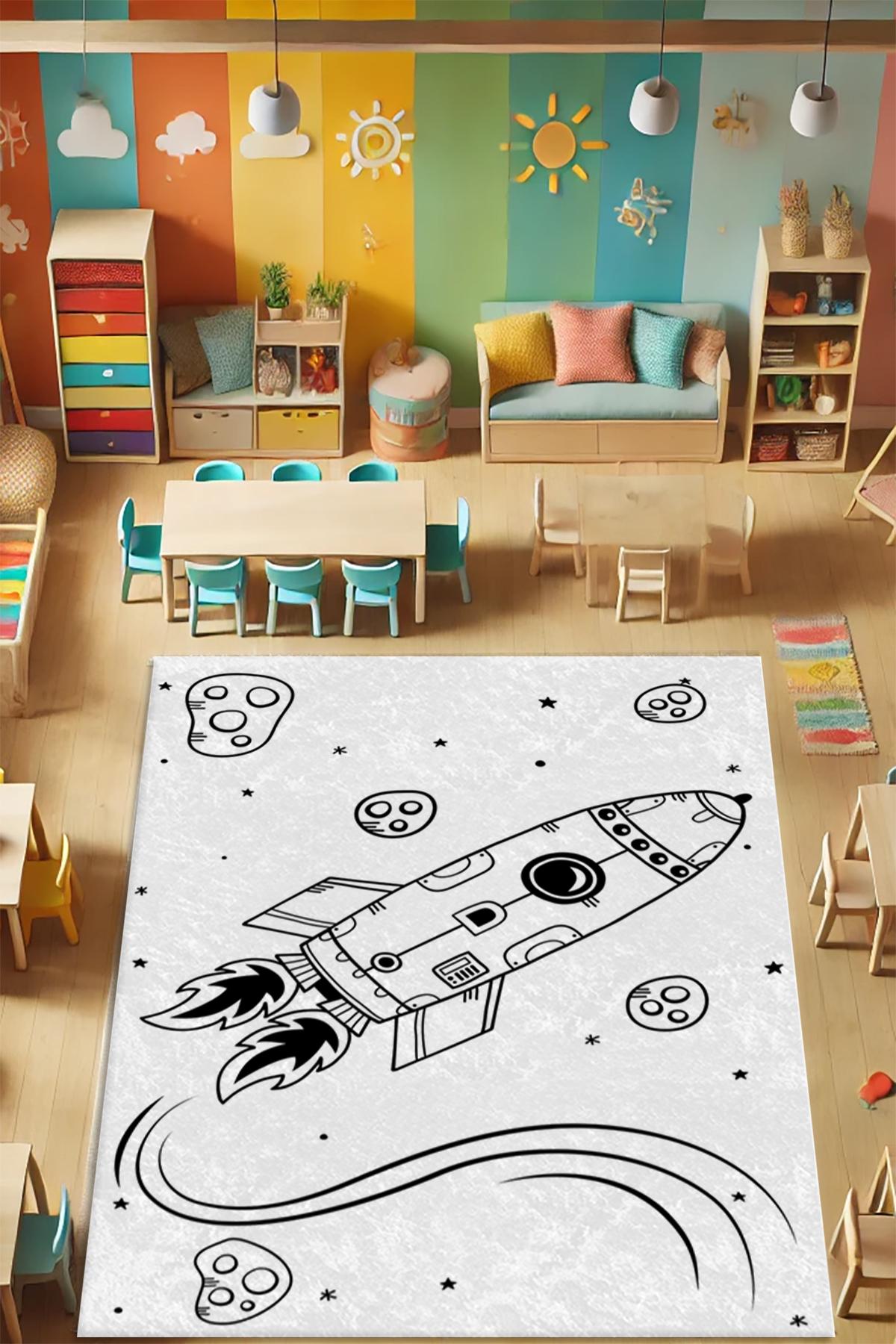 Dot Taban Uzay Aracı Çocuk Odası Halısı EPH130