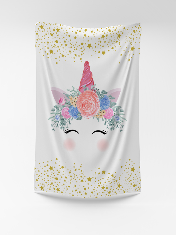 Unicornlu Yıldızlı Dekoratif Yatak Örtüsü EPD123