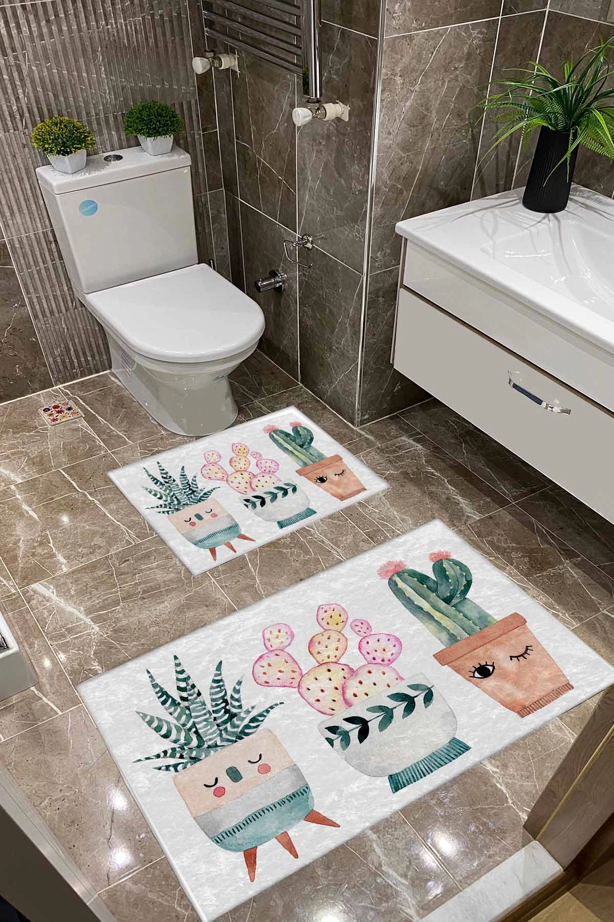 Kaktüslü Dot Taban İnce Klozet Takımı