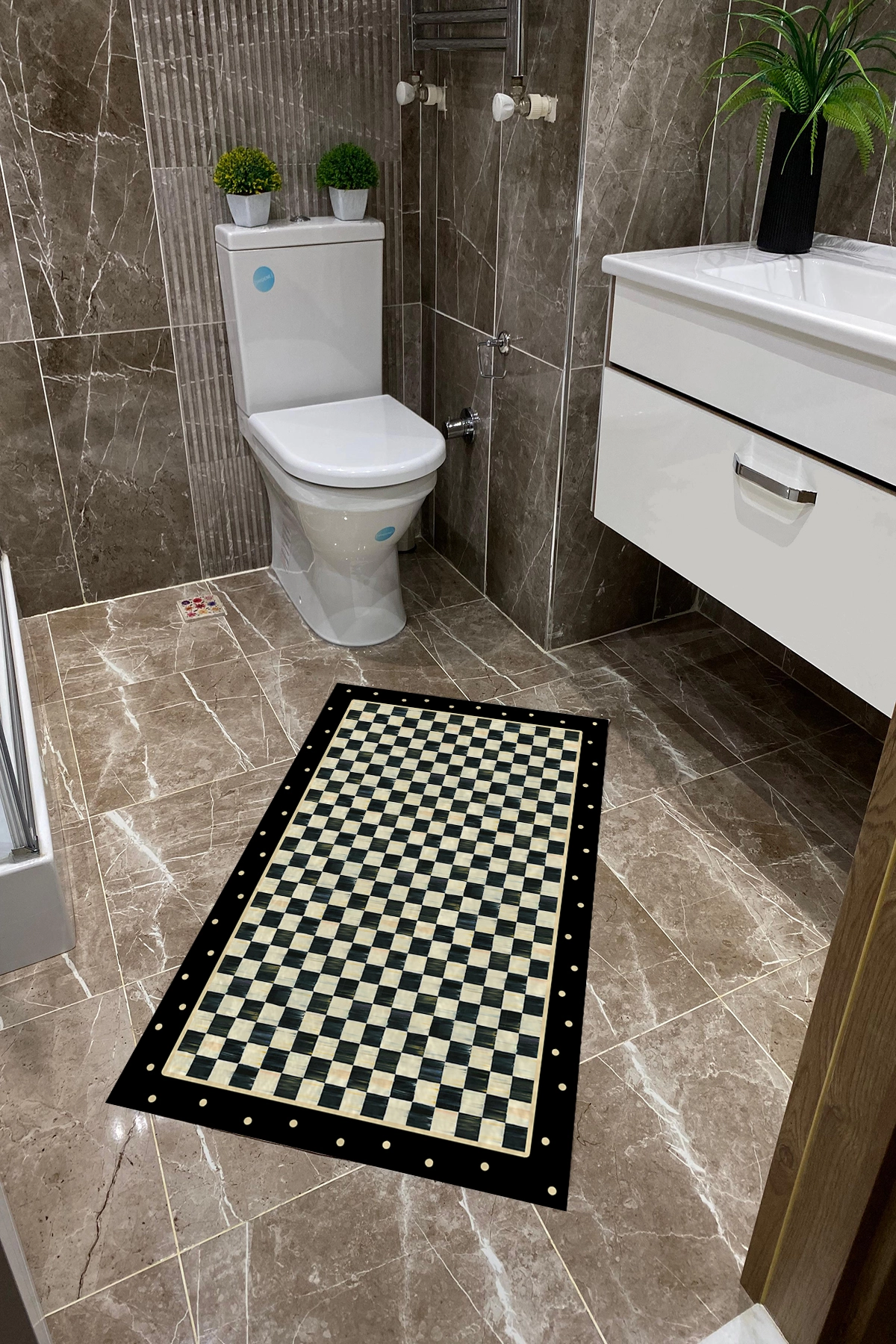 Dama Desenli Dot Taban İnce Klozet Takımı