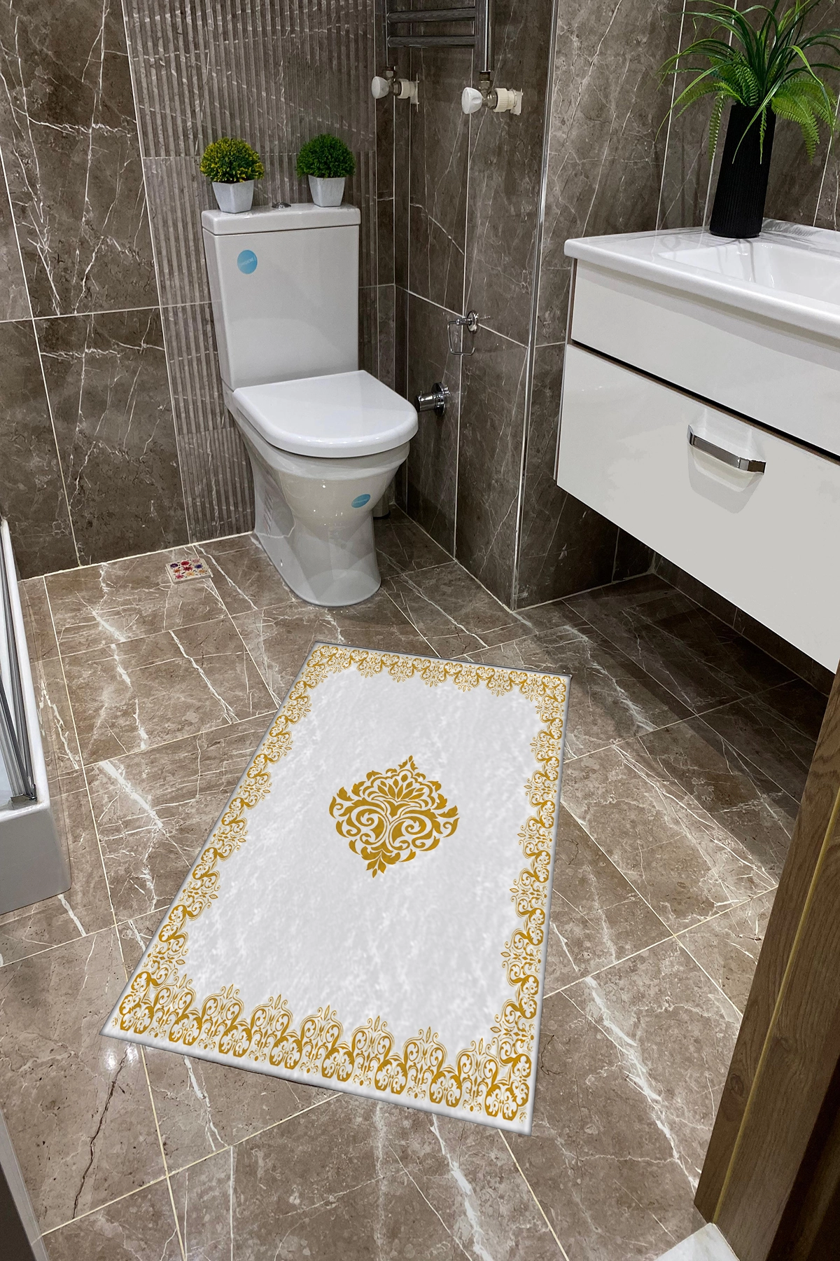 Damask Desen Dot Taban İnce Klozet Takımı
