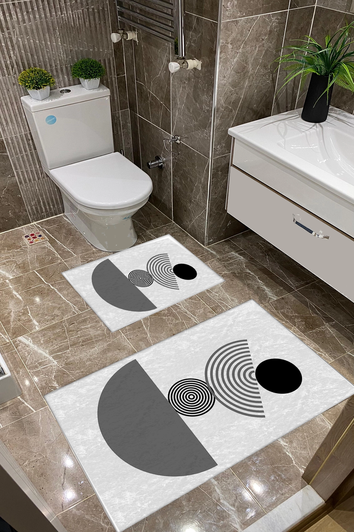 Bohem Desenli Dot Taban İnce Klozet Takımı