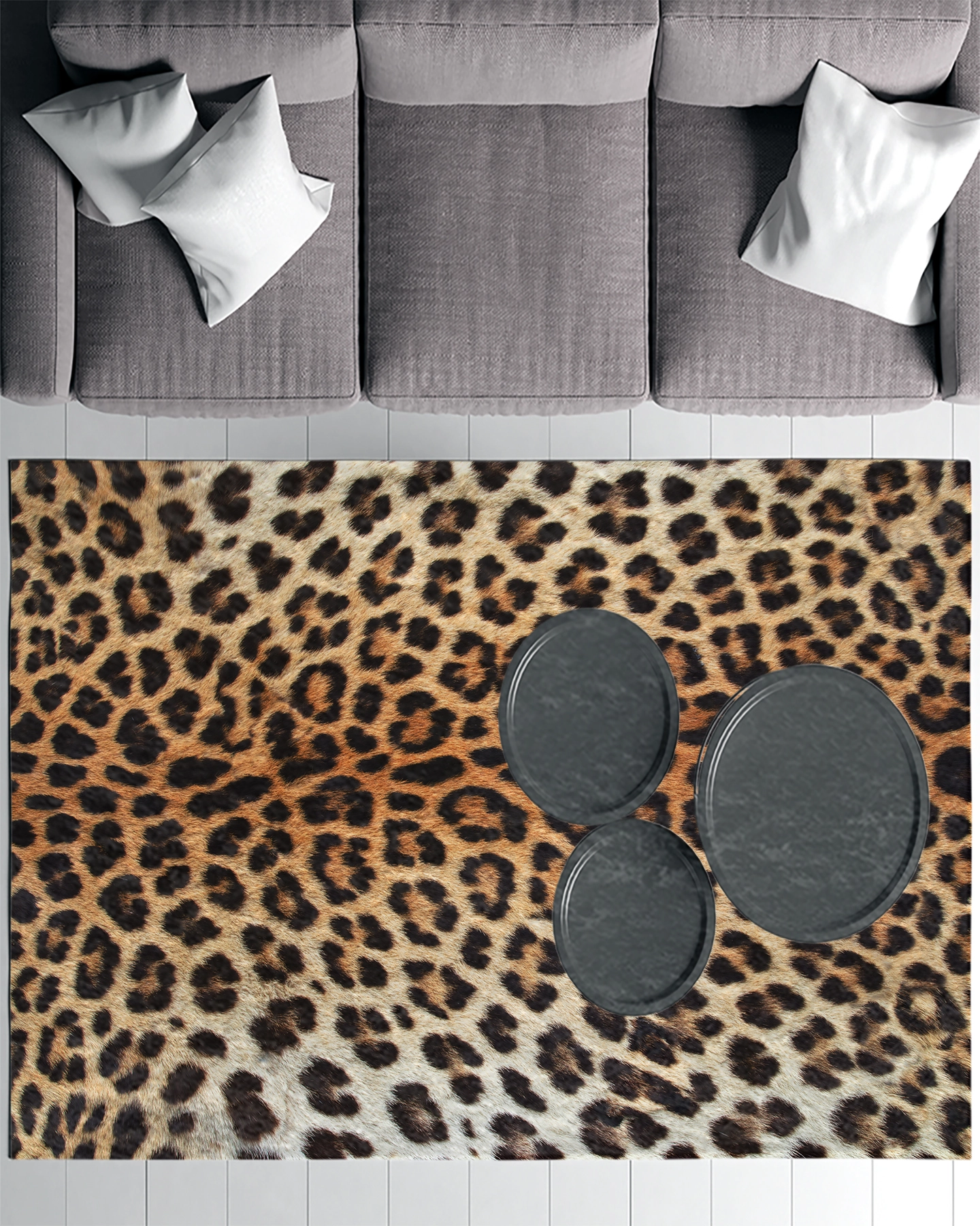 Leopar Desenli Modern Salon Halısı