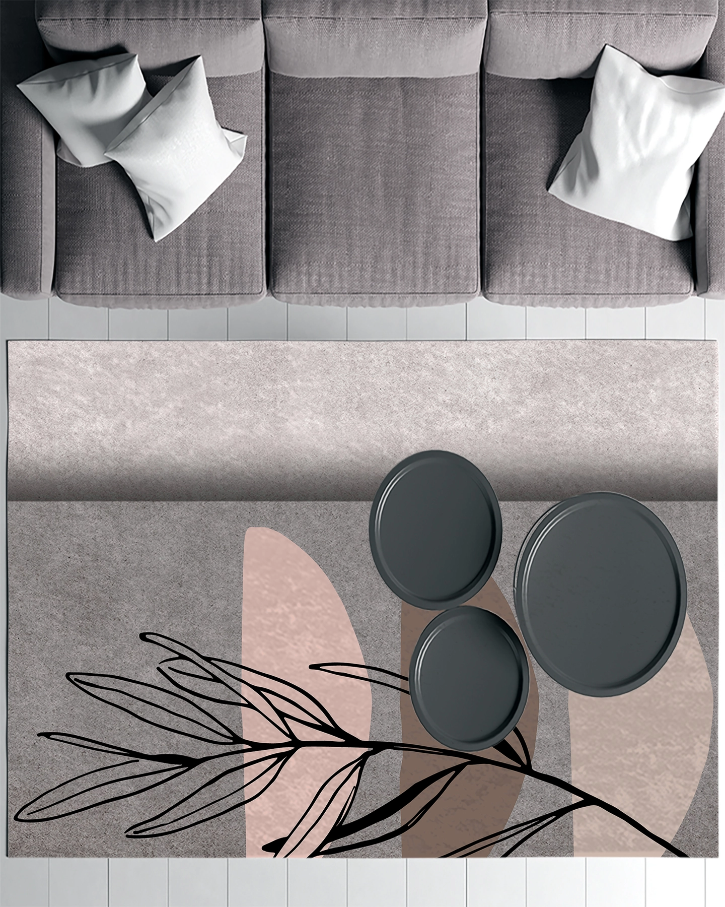 Bohem Şekiller Çiçekli Modern Salon Halısı