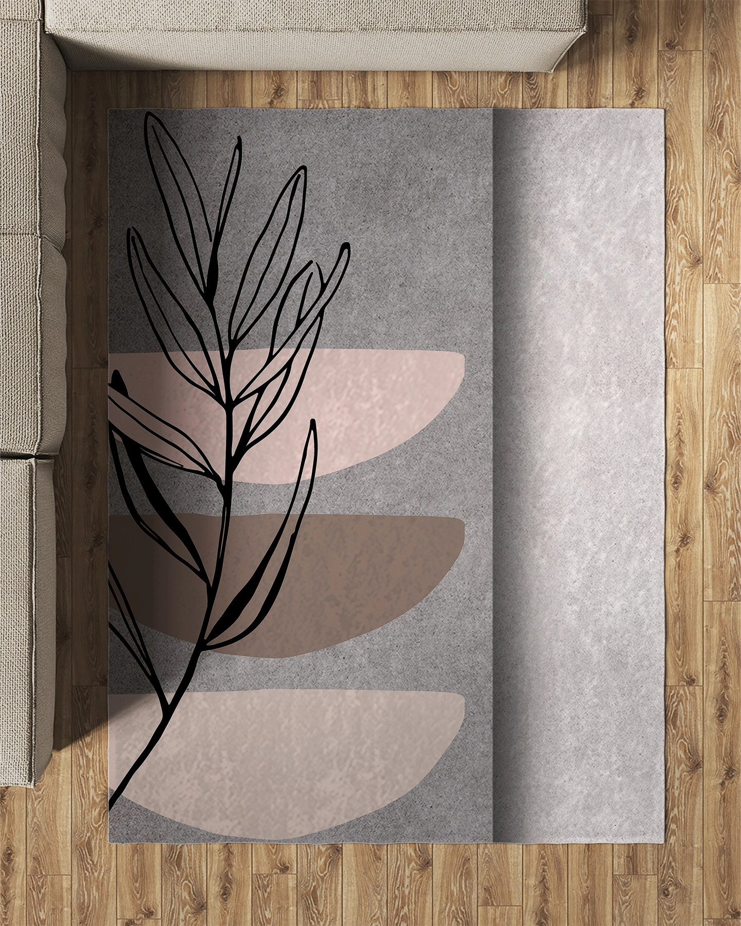 Bohem Şekiller Çiçekli Modern Salon Halısı