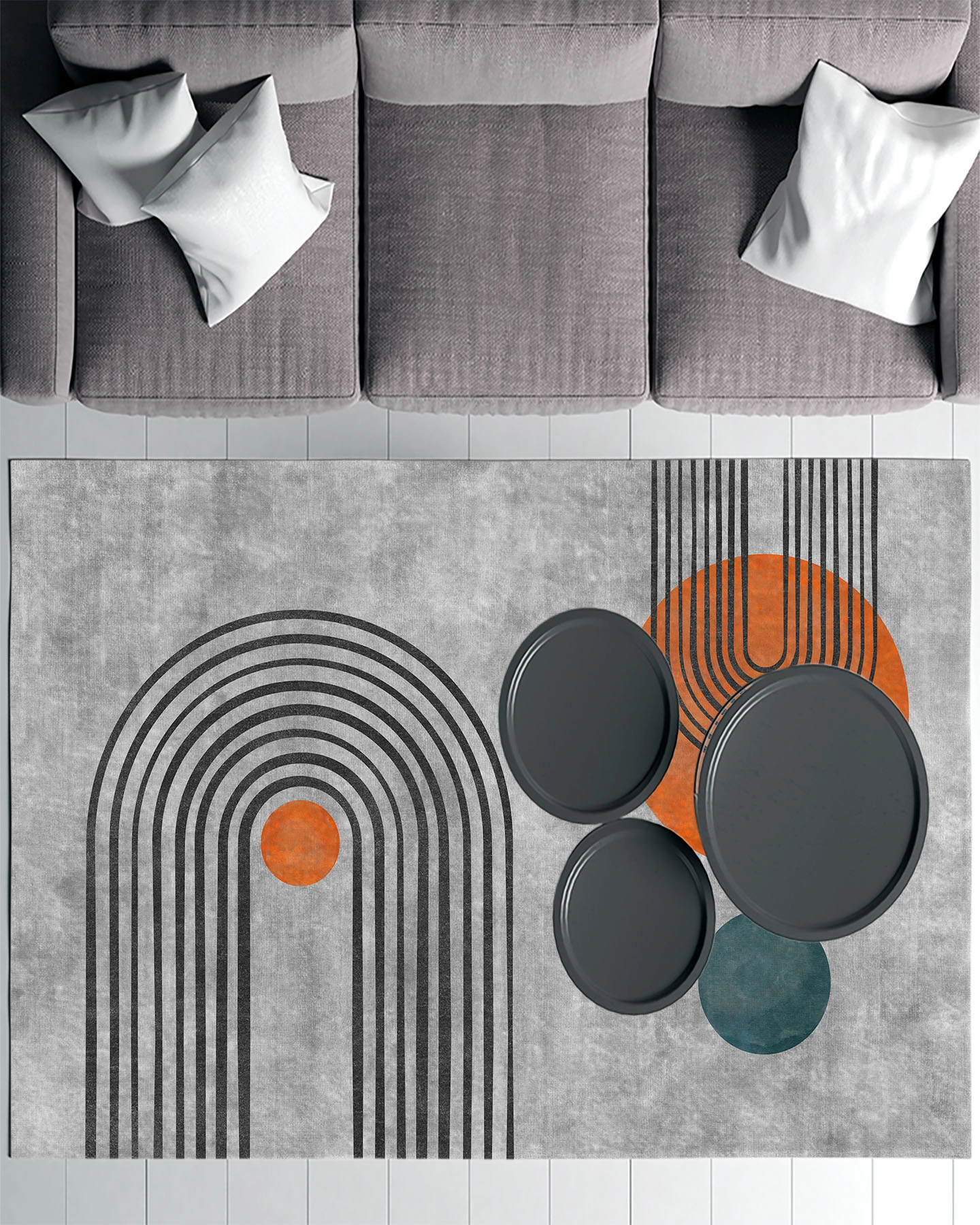 Modern Şekilli Modern Salon Halısı