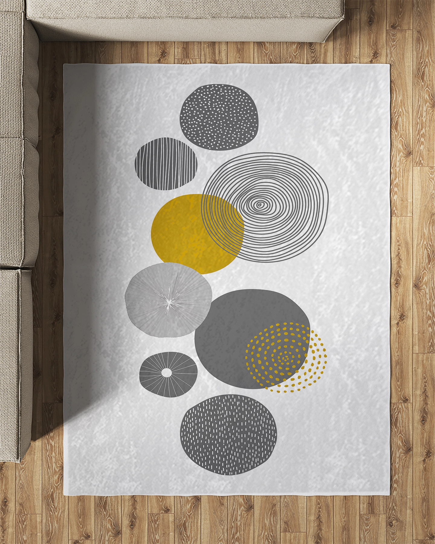 Yuvarlak Bohem Şekiller Modern Salon Halısı