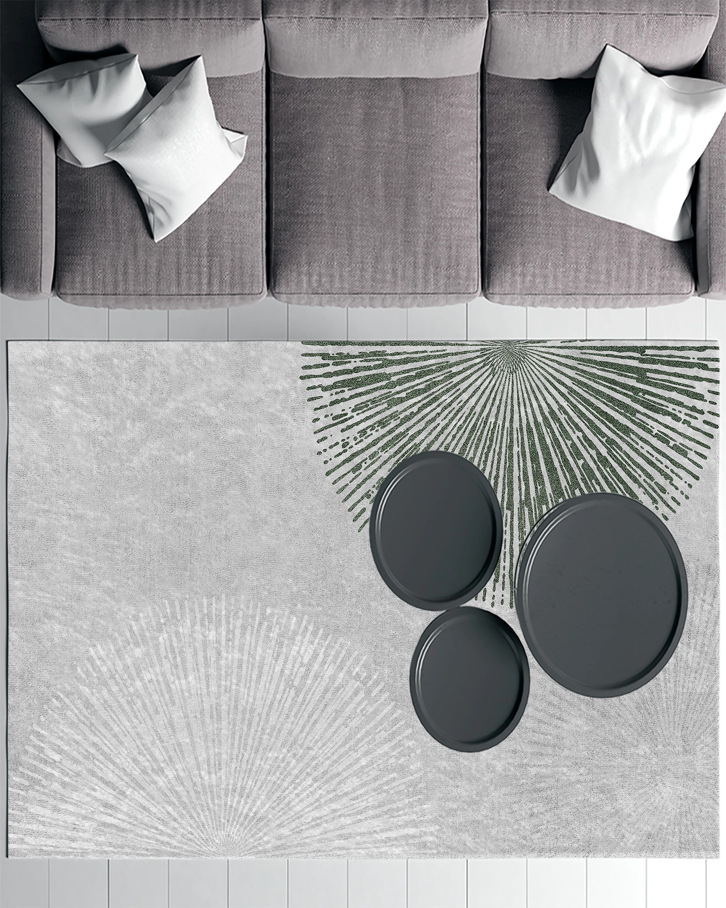 Yelpaze Şekilli Modern Salon Halısı