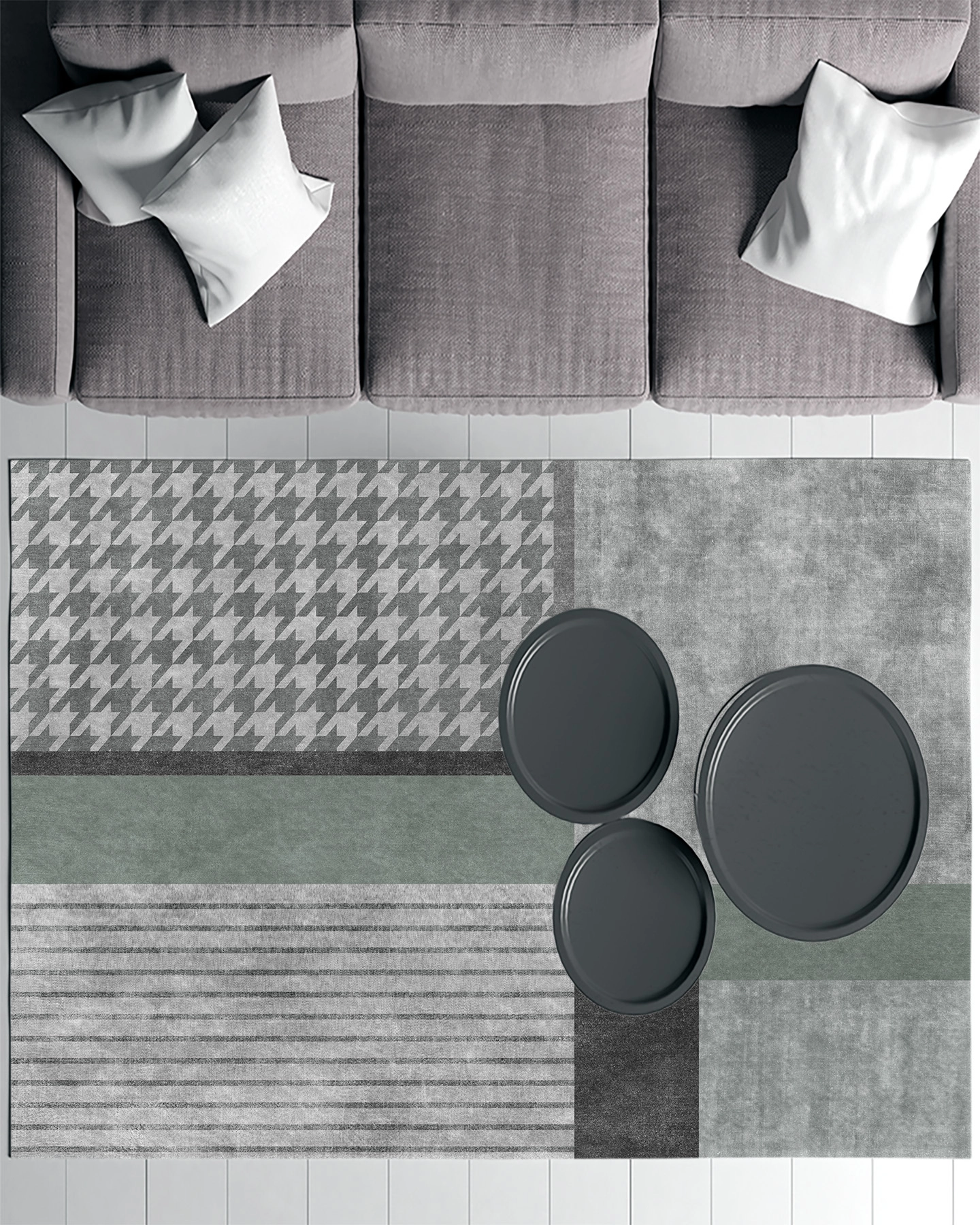 Kaz Ayağı Desenli Modern Salon Halısı