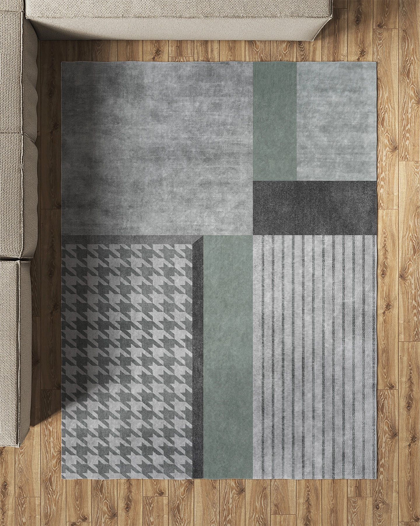 Kaz Ayağı Desenli Modern Salon Halısı