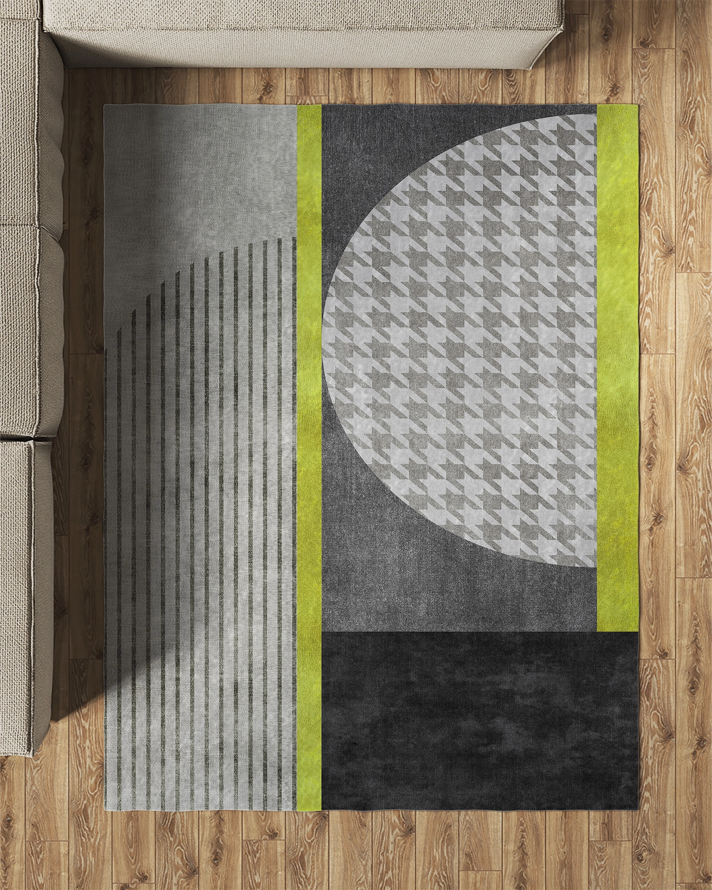 Kaz Ayaklı Gold Detaylı Modern Salon Halısı