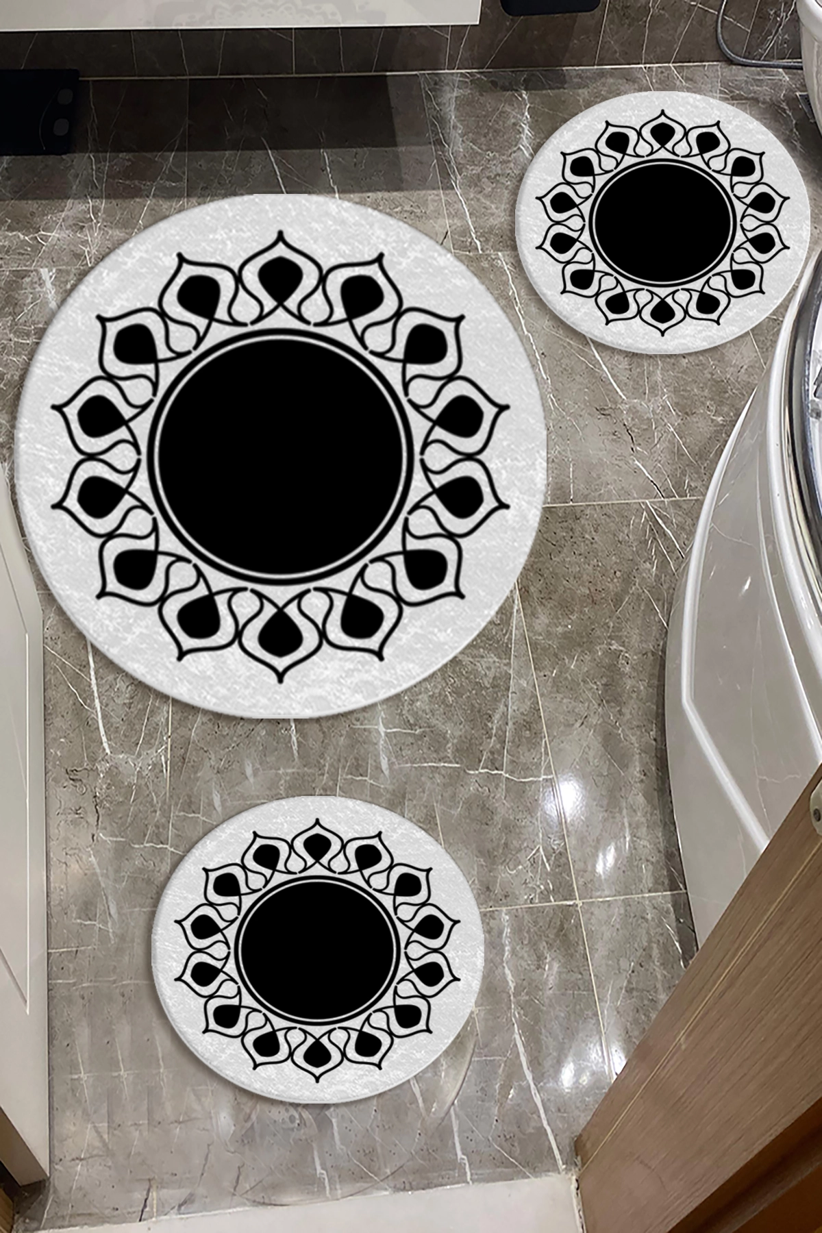 Lale Banyo Paspas Seti Dot Taban-Premium Serisi