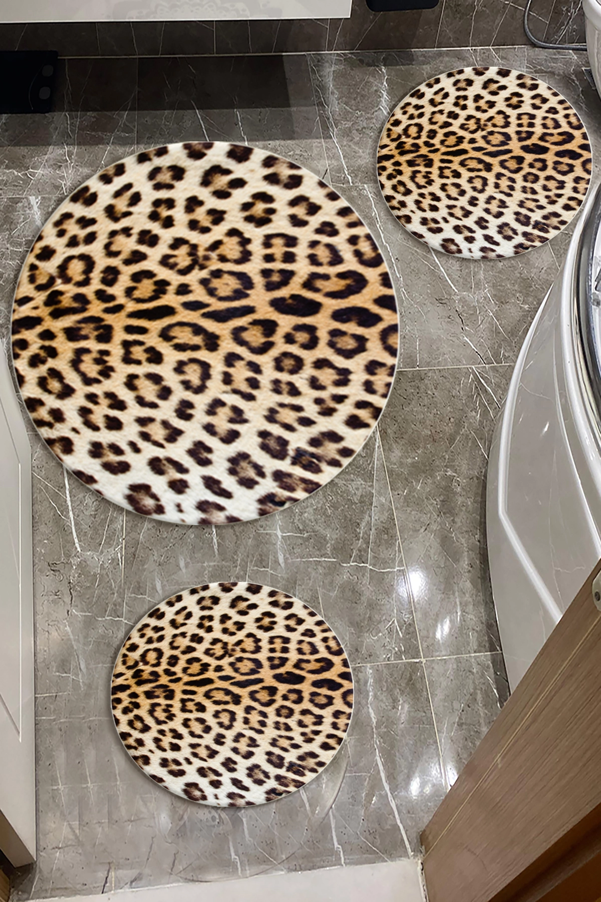 Leopar Model Üçlü Paspas Seti