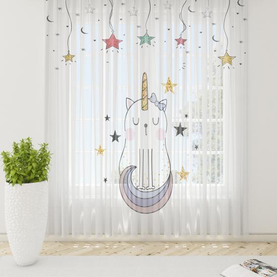 Unicorn Yıldızlı Tül Perde