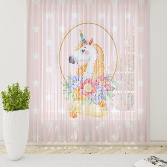 Unicorn Yıldızlı Tül Perde