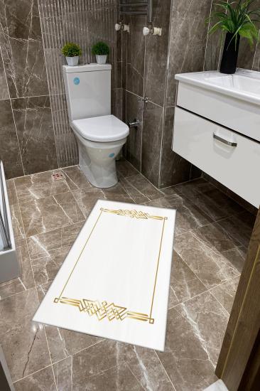 Beyaz Zemin Gold Desenli Kalın Klozet Takımı