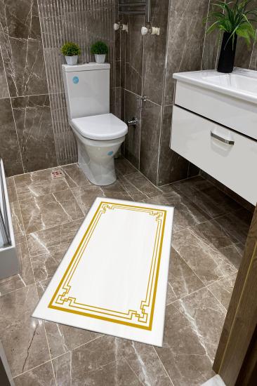 Beyaz Zemin Gold Desenli Kalın Klozet Takımı
