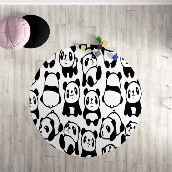 Evperest Yuvarlak Çocuk Odası Halısı Pandalar Model