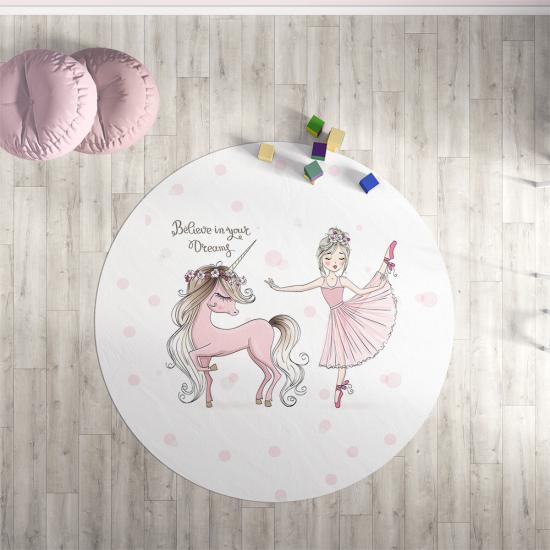 Evperest Yuvarlak Çocuk Odası Halısı Balerin Model