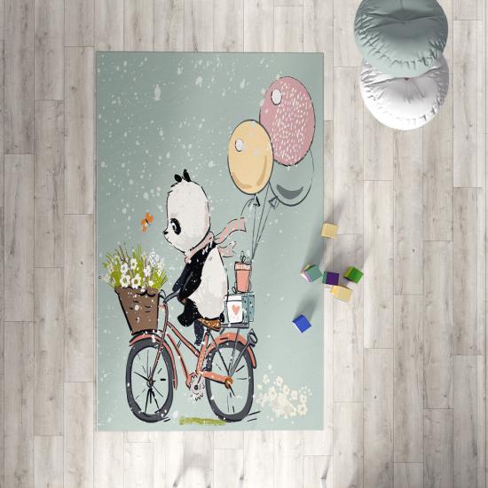 Evperest Bisikletli Panda Çocuk Odası Halısı