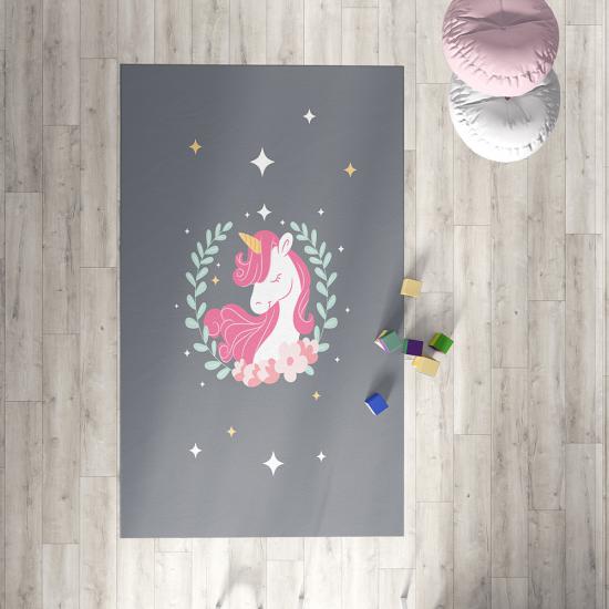 Evperest Gri Unicorn Çocuk Odası Halısı
