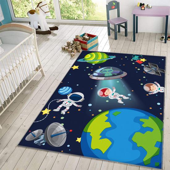 Astronotlu Gezegen Çocuk Odası Halısı