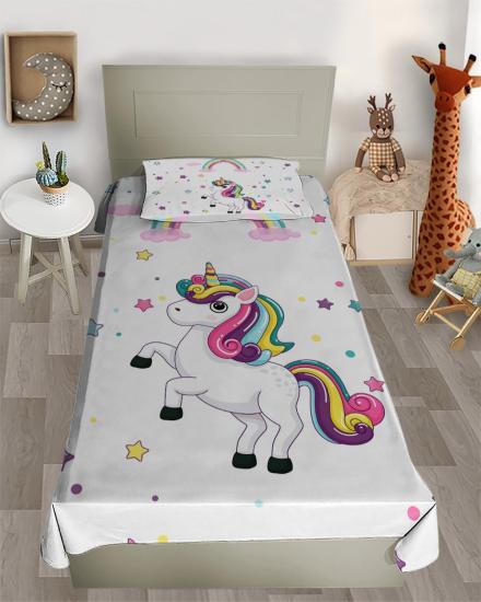 Evperest Gökkuşaklı Unicorn Dekoratif Yatak Örtüsü EPD120