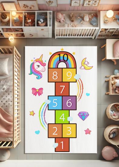Evperest Unicornlu Seksekli Çocuk Odası Halısı EPH126