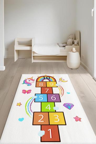 Evperest Unicornlu Seksekli Çocuk Odası Halısı EPH126