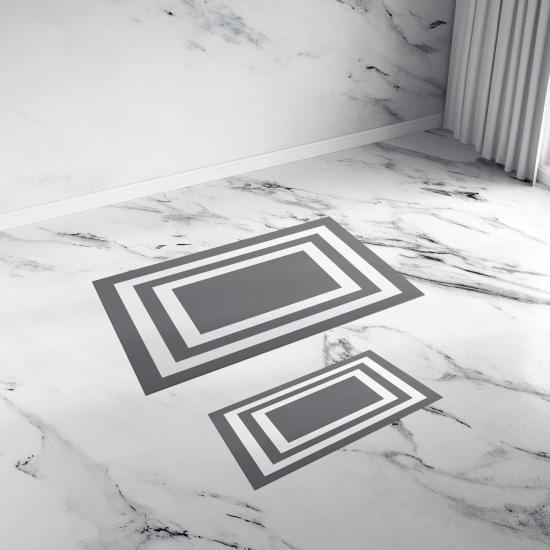 Evperest Banyo Klozet Takımı / Gri Beyaz Şerit Model