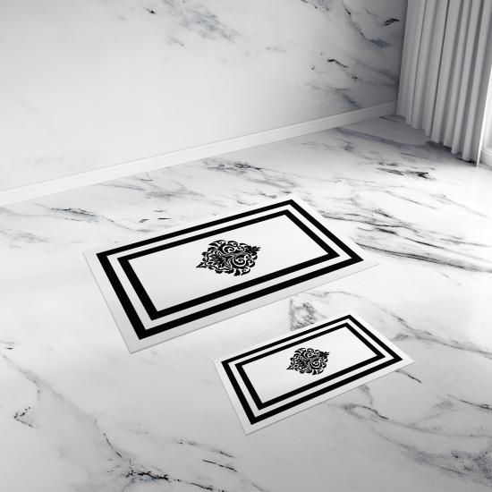 Evperest Banyo Klozet Takımı / Siyah Beyaz Şerit Model