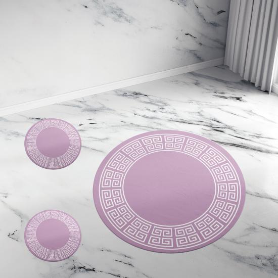 Evperest Dokuma Tabanlı Banyo Paspas Seti / Pink Key Model