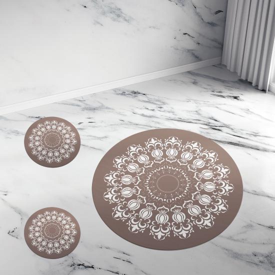 Evperest Dokuma Tabanlı Banyo Paspas Seti Vizon Solo Model