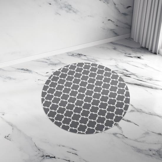 Evperest Yuvarlak Halı / Gri Ogee Model