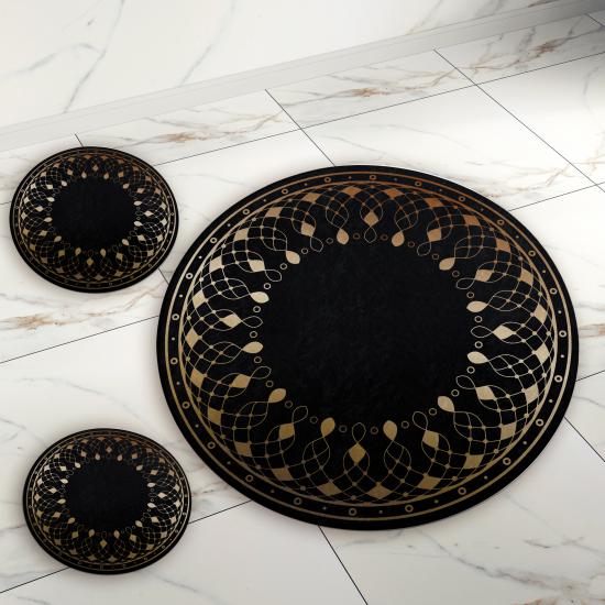 Evperest Gold Siyah Banyo Paspas Seti