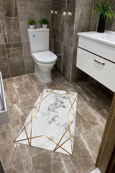 Gold Mermer Desenli Dot Taban İnce Klozet Takımı