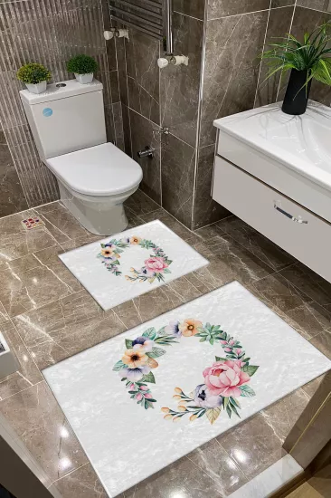 Çiçekli Dot Taban İnce Klozet Takımı