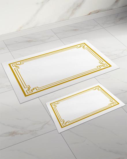 Evperest Beyaz Zemin Gold Desenli Kalın Klozet Takımı