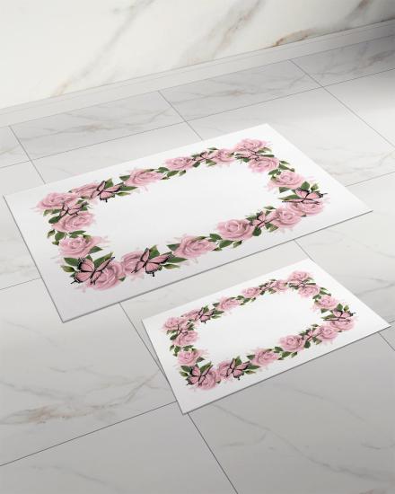 Evperest Pembe Güllü Kalın Klozet Takımı
