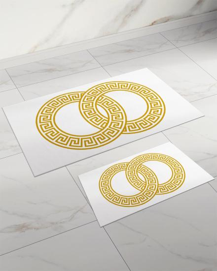 Evperest Beyaz Zemin Gold Desenli Key Kalın Klozet Takımı