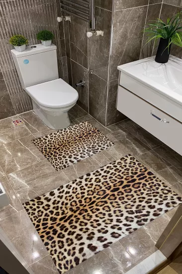 Leopar Desenli Dot Taban İnce Klozet Takımı