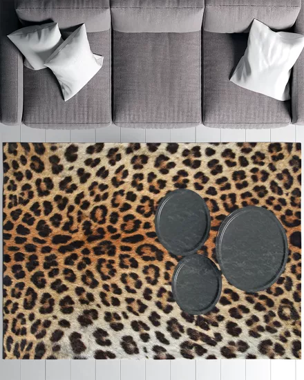 Leopar Desenli Modern Salon Halısı