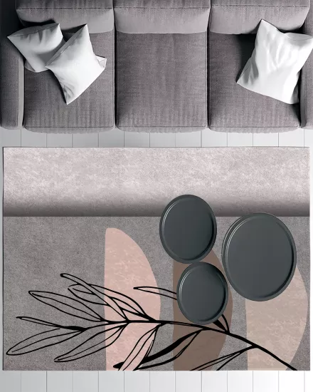 Bohem Şekiller Çiçekli Modern Salon Halısı