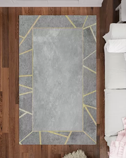 Gold Çizgili Modern Salon Halısı